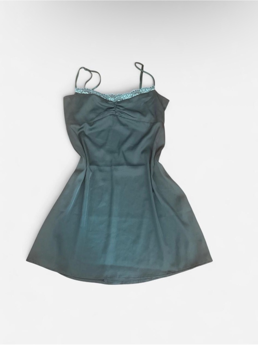 Urban Outfitters Dark Teal Lace-Trim Slip Mini Dress